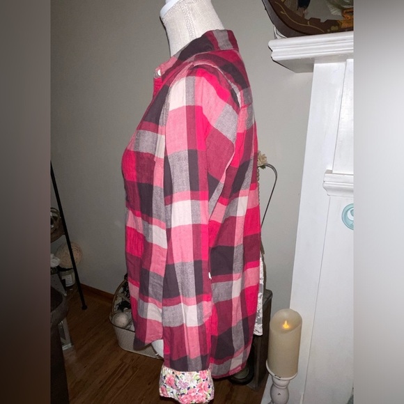 Isabella Sinclair Anthropologie flannel with flower and lace size XS EUC - Picture 2 of 8